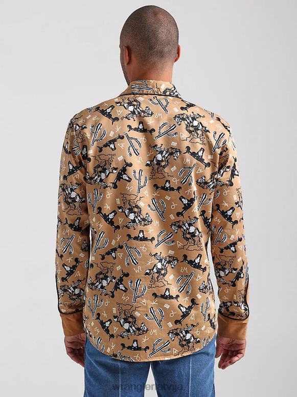 azul zils 20 reižu konkurētspējīgs moderna komforta krekls ar garām piedurknēm rietumu apdruku vīriešiem apģērbs Wrangler BFNTB481